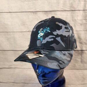 Pukka TriTech Camo Fishing Hat Blue Grey Bass Embroidered Snapback SPF 30 NEW